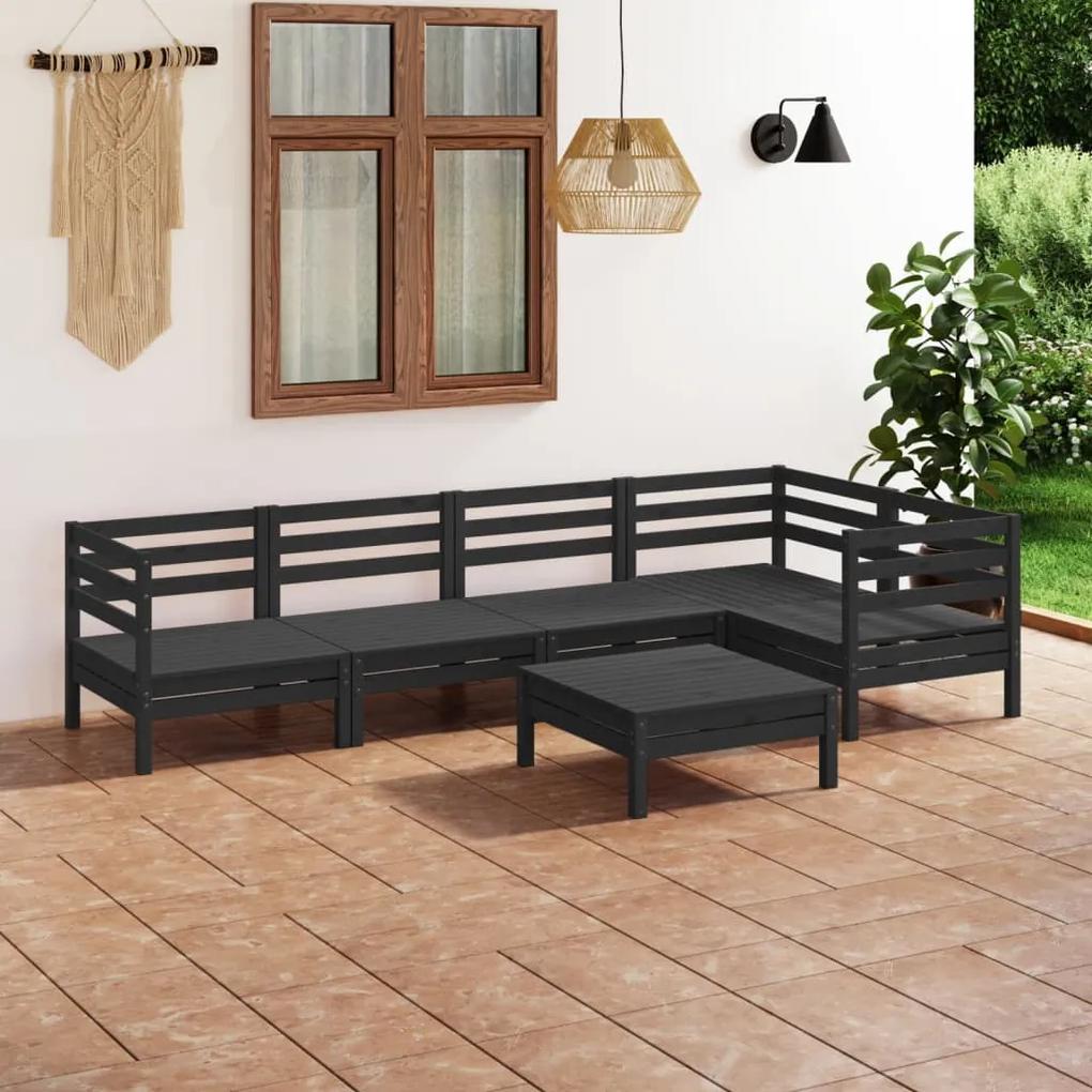 3082706 vidaXL Set mobilier de grădină, 6 piese, negru, lemn masiv de pin