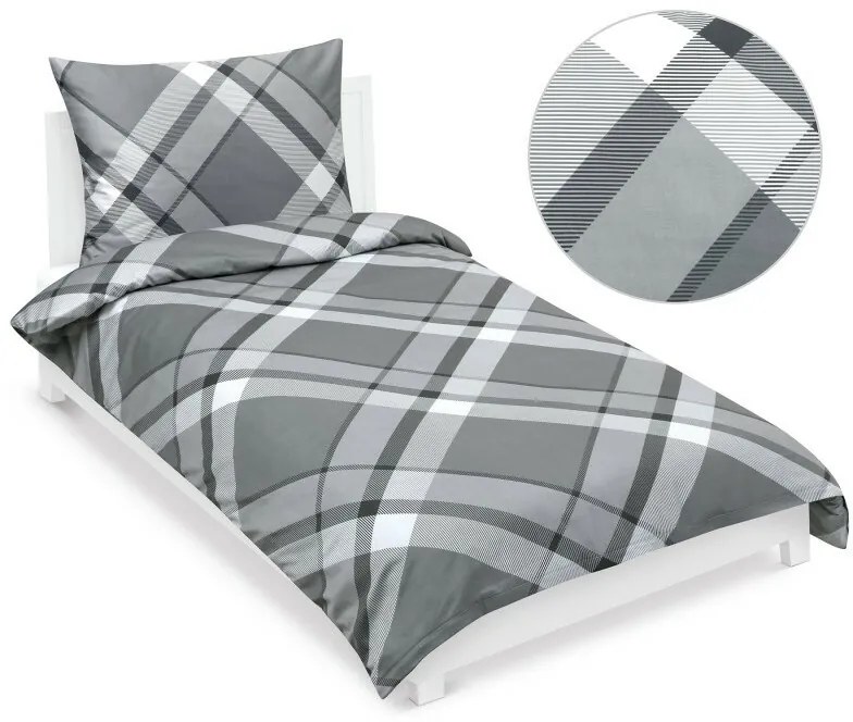 Lenjerie de pat Bellatex Satin Káro gri , 140 x220 cm, 70 x 90 cm, 140 x 220 cm, 70 x 90 cm