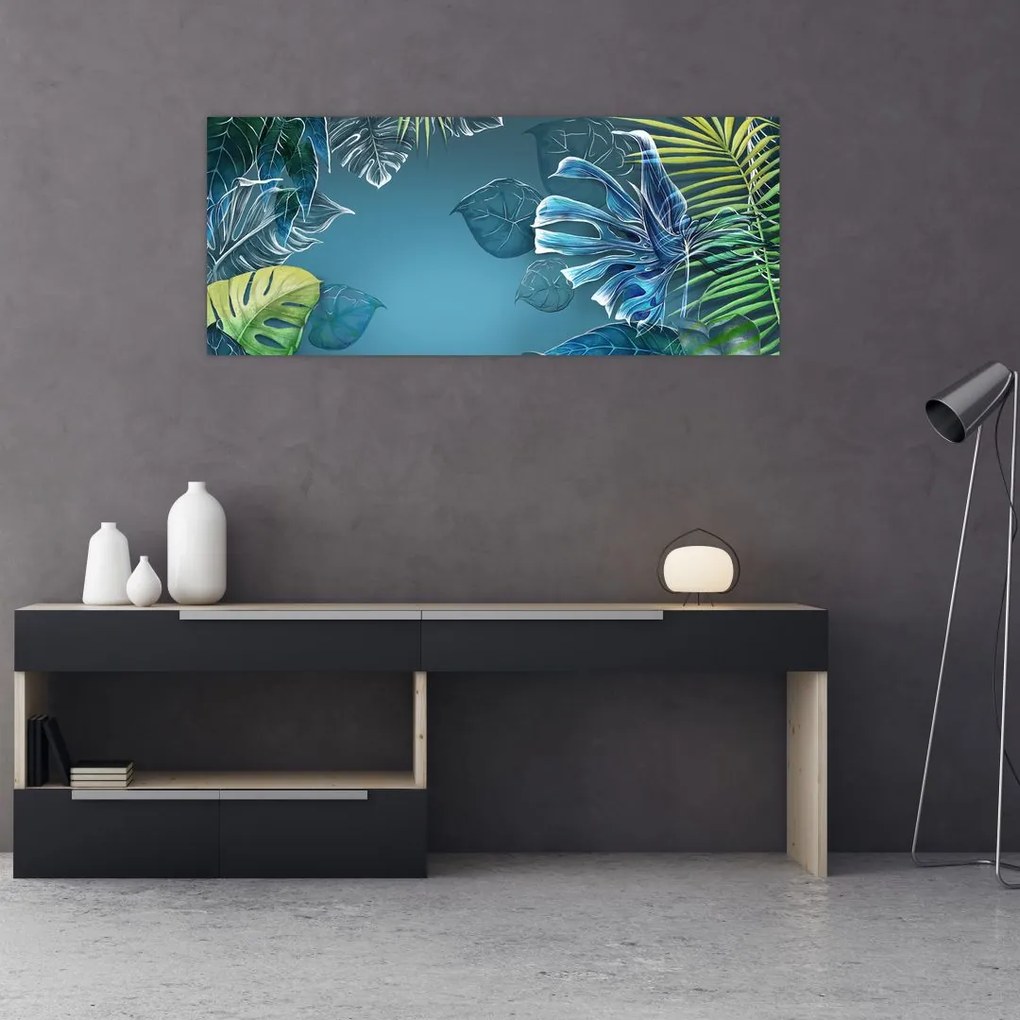 Tablou - Frunzele plantelor tropicale (120x50 cm)