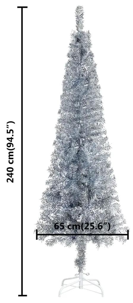 Brad de Craciun subtire cu LED-uri, argintiu, 240 cm 1, Argintiu, 240 cm
