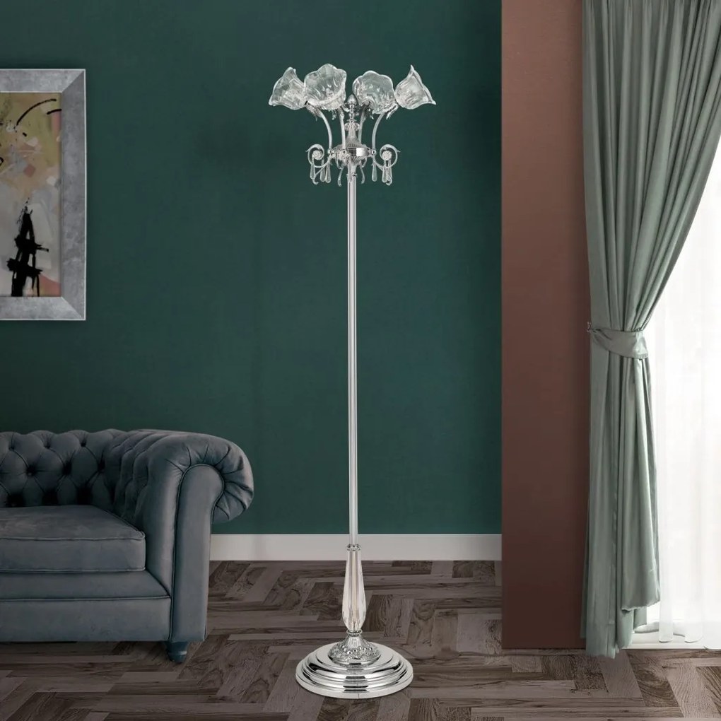 Lampadar, Lampa de podea design clasic LA BOHEME, argintiu antic