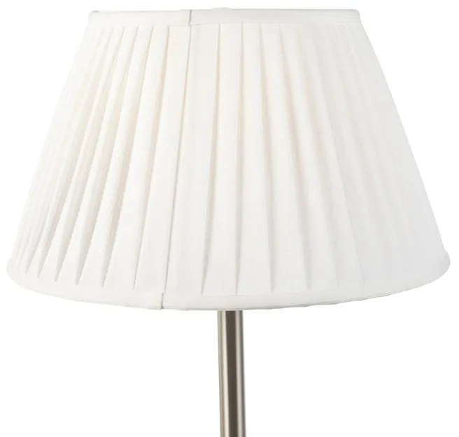 Lampă de masă clasică din oțel cu abajur plisat alb 35 cm - Simplo