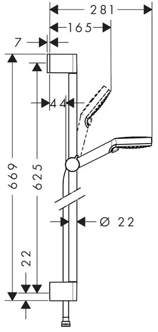 Set de dus Hansgrohe, Crometta Vario Unica, cu bara de 65 cm, 2 jeturi