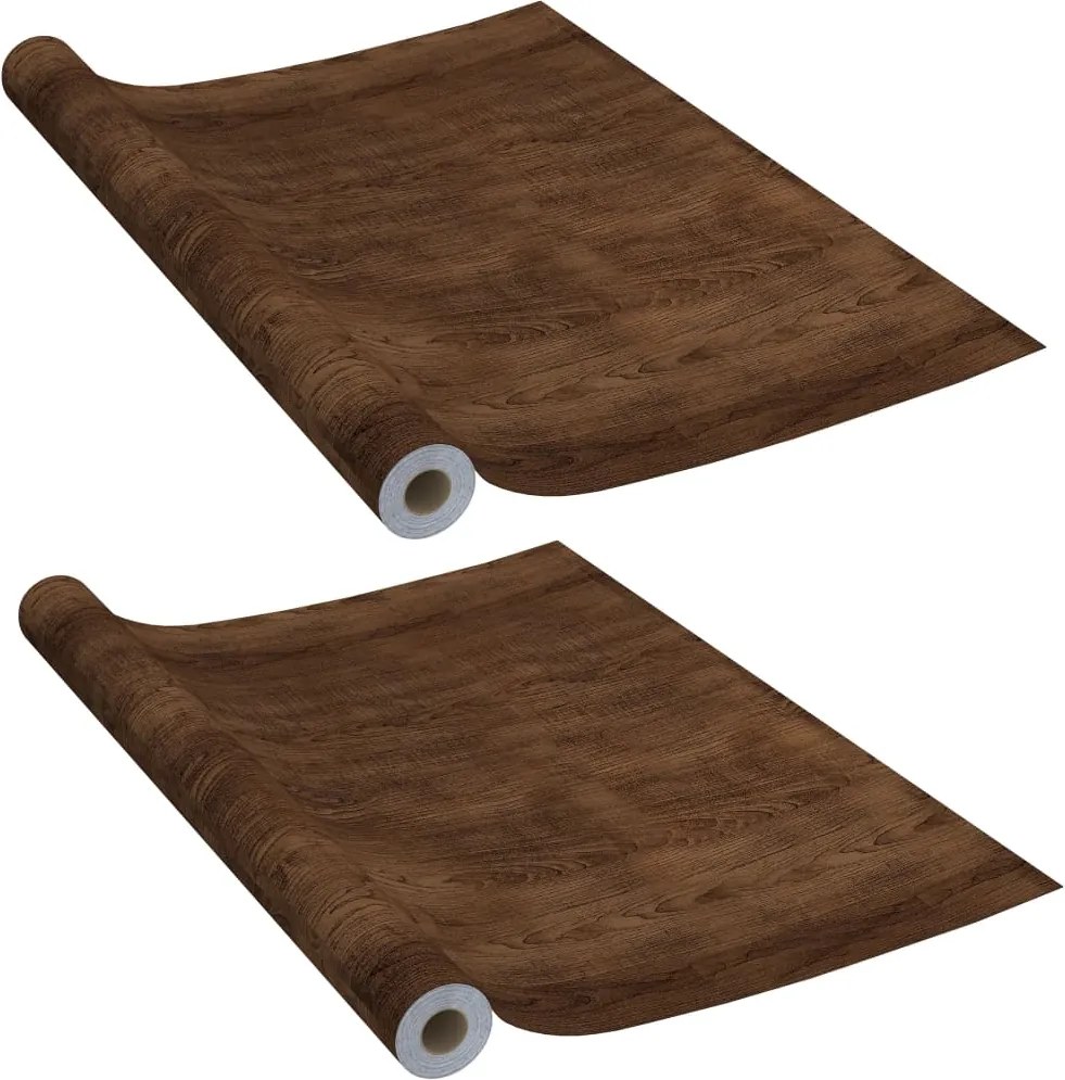 vidaXL Folii de ușă autoadezive, 2 buc., stejar închis, 210x90 cm, PVC