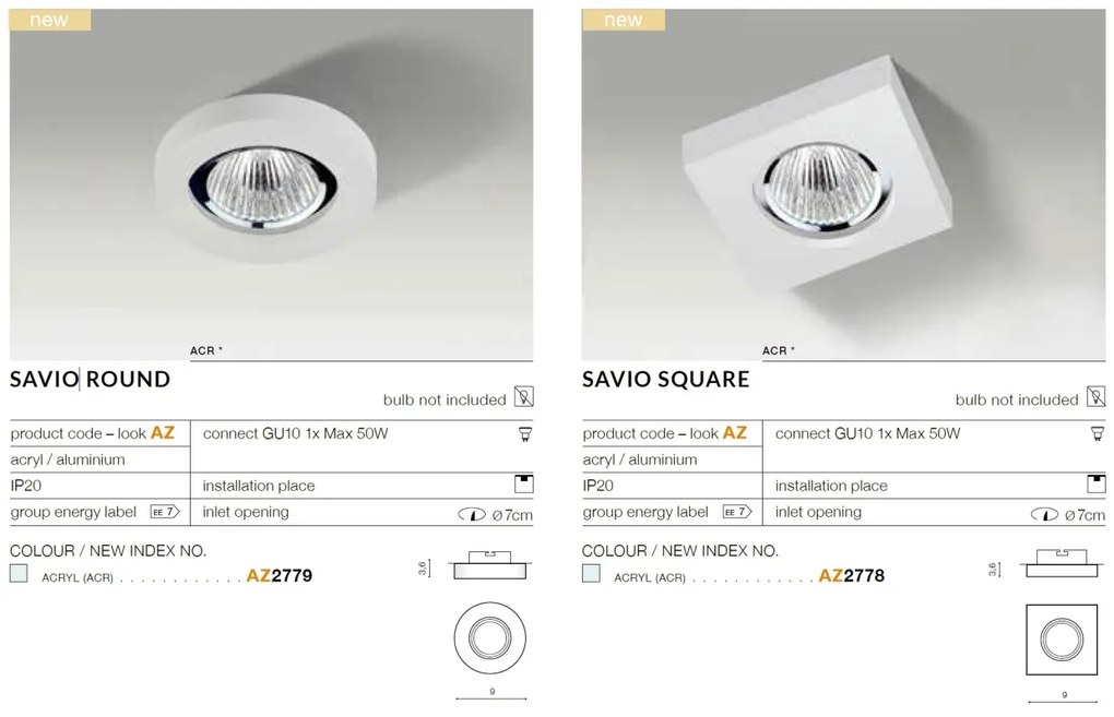 Spot incastrat tavan/plafon SAVIO ROUND