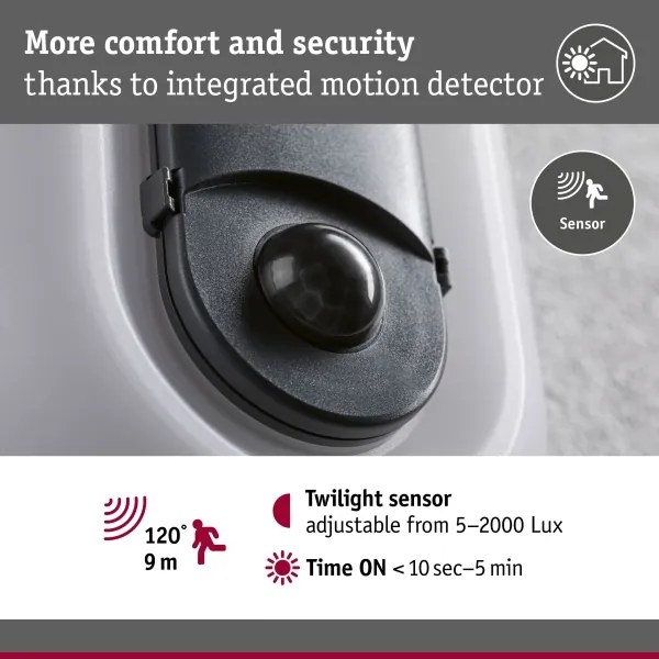 Paulmann 94958 - LED/18,5W IP65 Reglabilă aplică de perete pentru exterior ELUNOR 230V