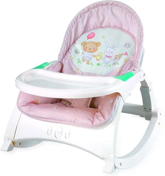 Lorelli - Fotoliu balansoar Alex, cu masuta, vibratii si muzica , Beige Bear Party