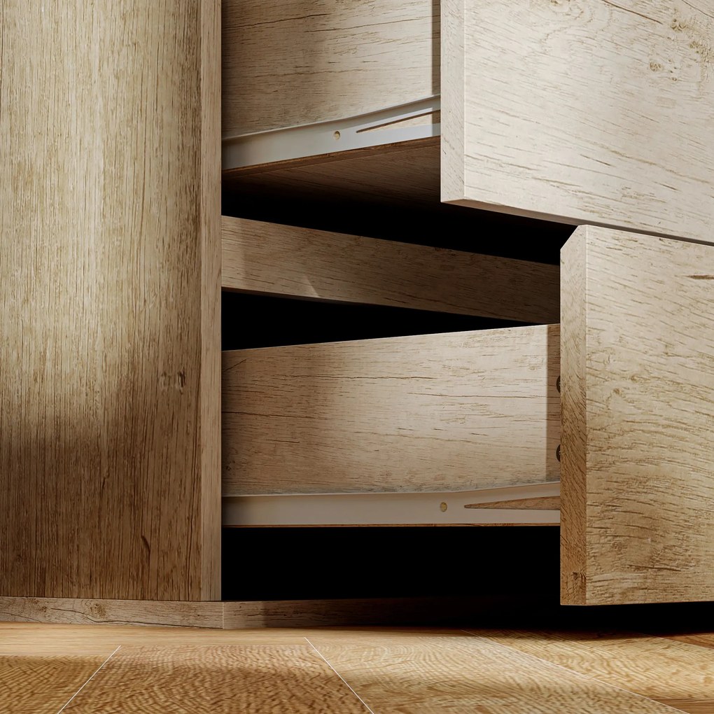 HOMCOM Comodă 4 sertare mobilier de depozitare design minimalist fără mânere 60 x 40 x 80 cm natural | Aosom Romania
