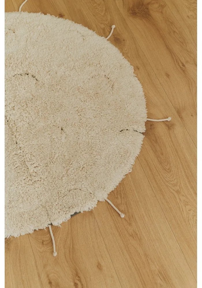 Covor crem lavabil, țesut manual, rotund, din bumbac ø 100 cm Moon Multishape – Lorena Canals