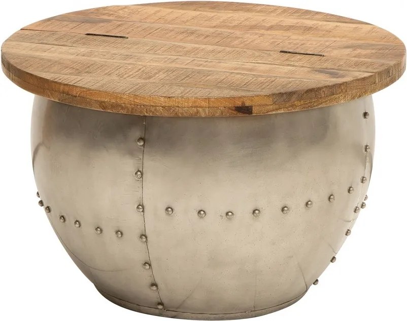 Masuta design industrial cu spatiu de stocare Drump Storage, natur A-38949 VC