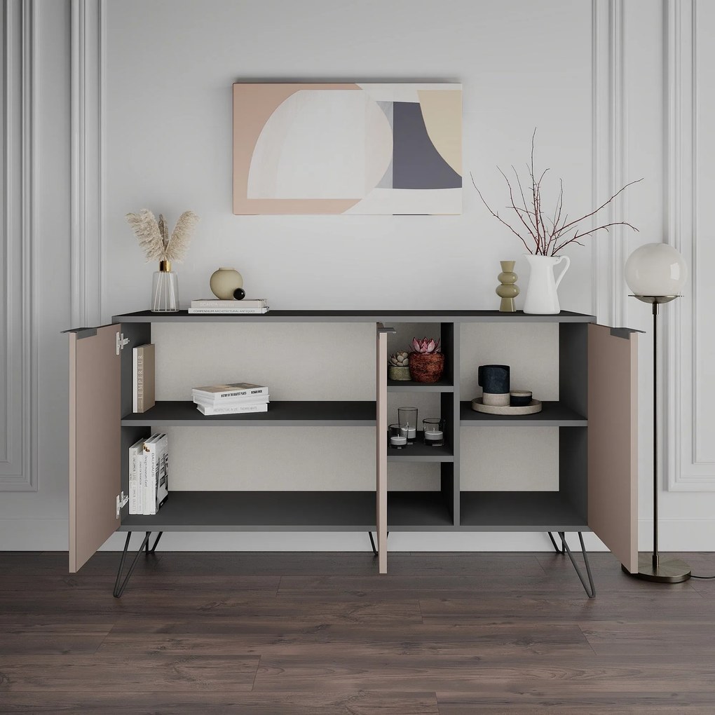 Consolă Clara Console - Anthracite, Light Mocha