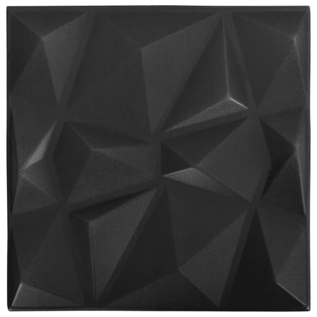 Panouri de perete 3D 12 buc. negru 50x50 cm model diamant 3 m   12, Negru diamant