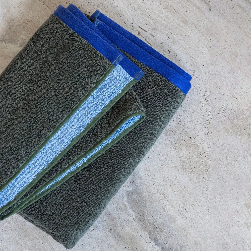 Prosoape verde-închis/albastre 2 buc. din bumbac organic din frotir 40x55 cm Soft – Mette Ditmer Denmark