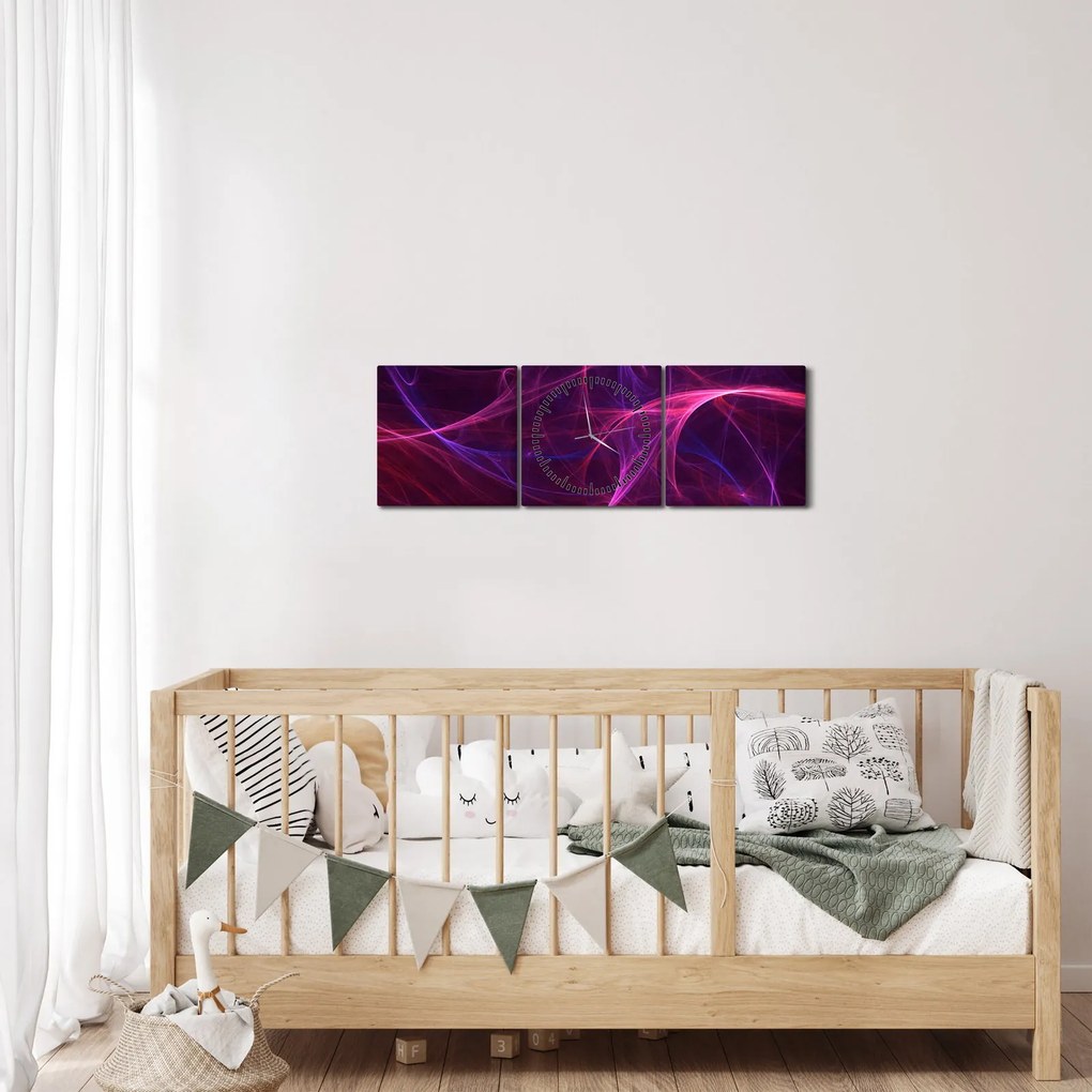 Tabloul abstract cu linii curbe (cu ceas) (90x30 cm)