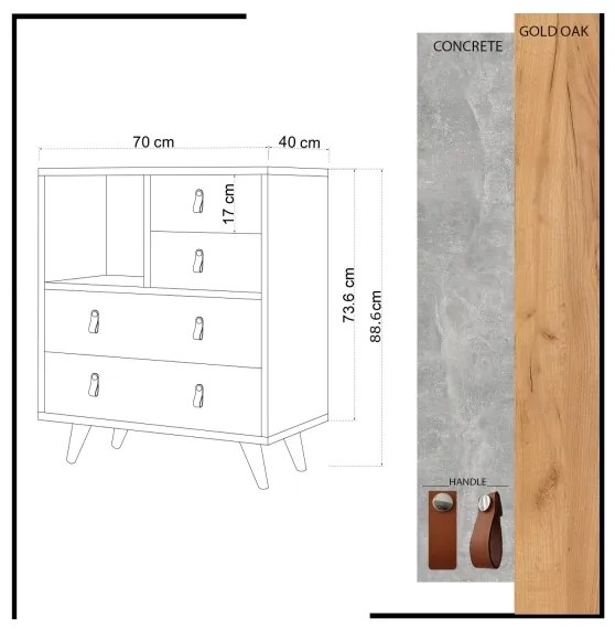 Dulap WITLOF 87x70 cm maro/gri