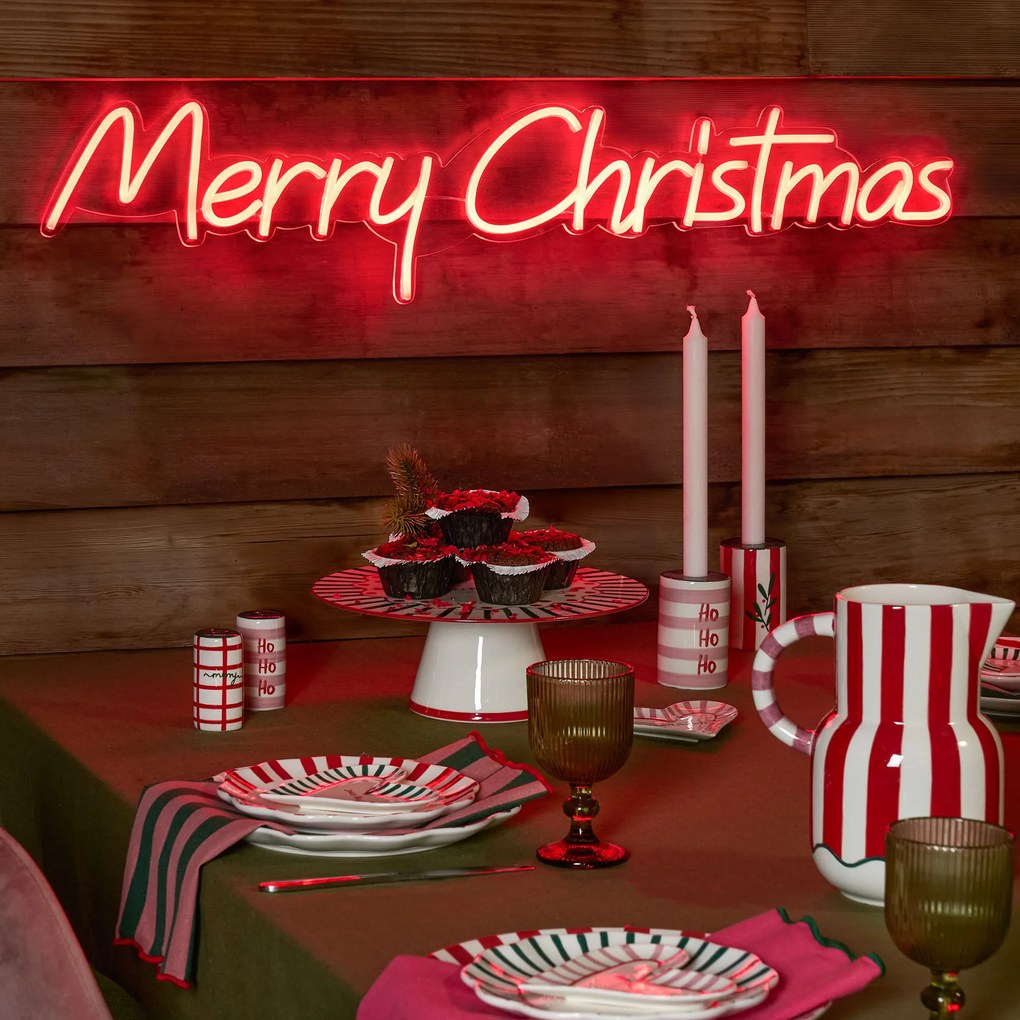 Lampă de perete Crăciun Neon Roșu - Crăciun Fericit