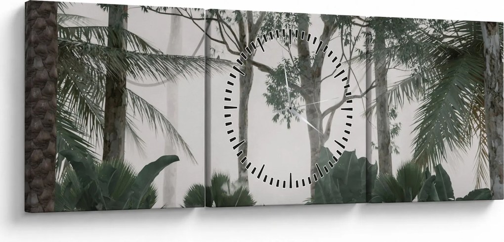 Tablou - Jungla în ceața dimineții (cu ceas) (90x30 cm)