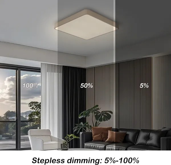 Brilagi-LED Plafonieră LED dimmabilă POOL SQUARE, 48W, 230V, 3000-6000K, 50x50 cm, bej + telecomandă