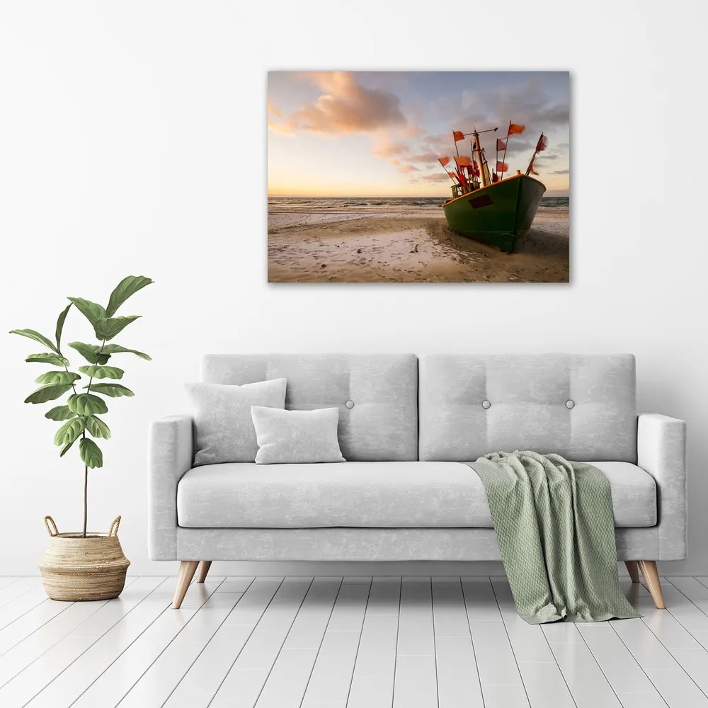 Imprimare tablou canvas Plaja barca de pescuit