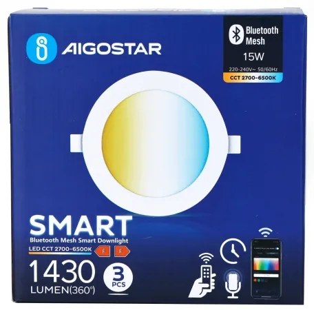 SET 3x corp de iluminat LED dimabil încastrat Aigostar MESH 15W/230V 2700K-6500K d. 17cm