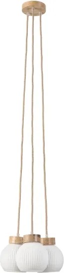 Lustră pe cablu LOOMIS, 3xE27/15W/230V, 130 cm, bej/stejar