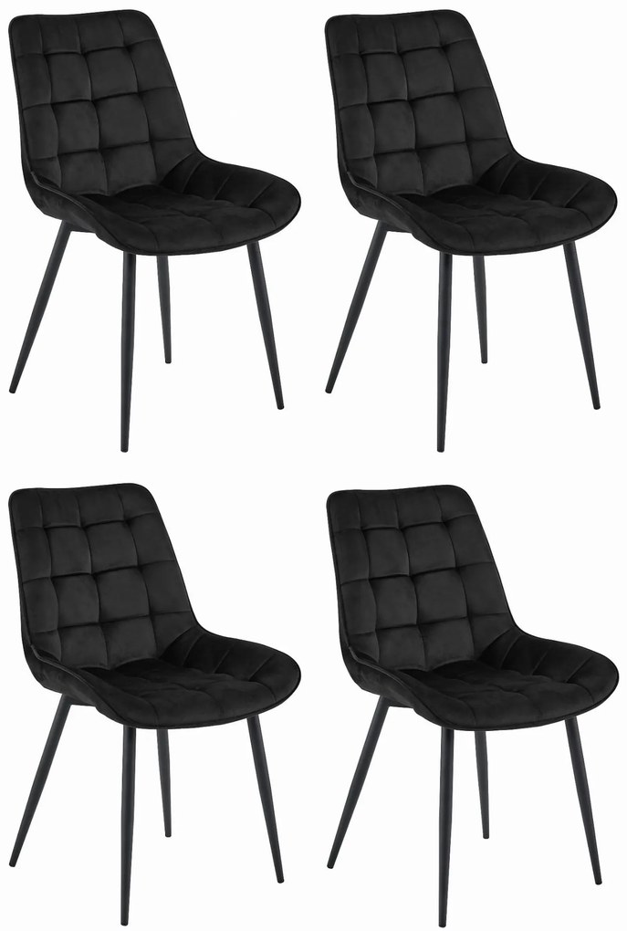 Set 4 Scaune Bucatarie/Dining Joy Negre Catifea