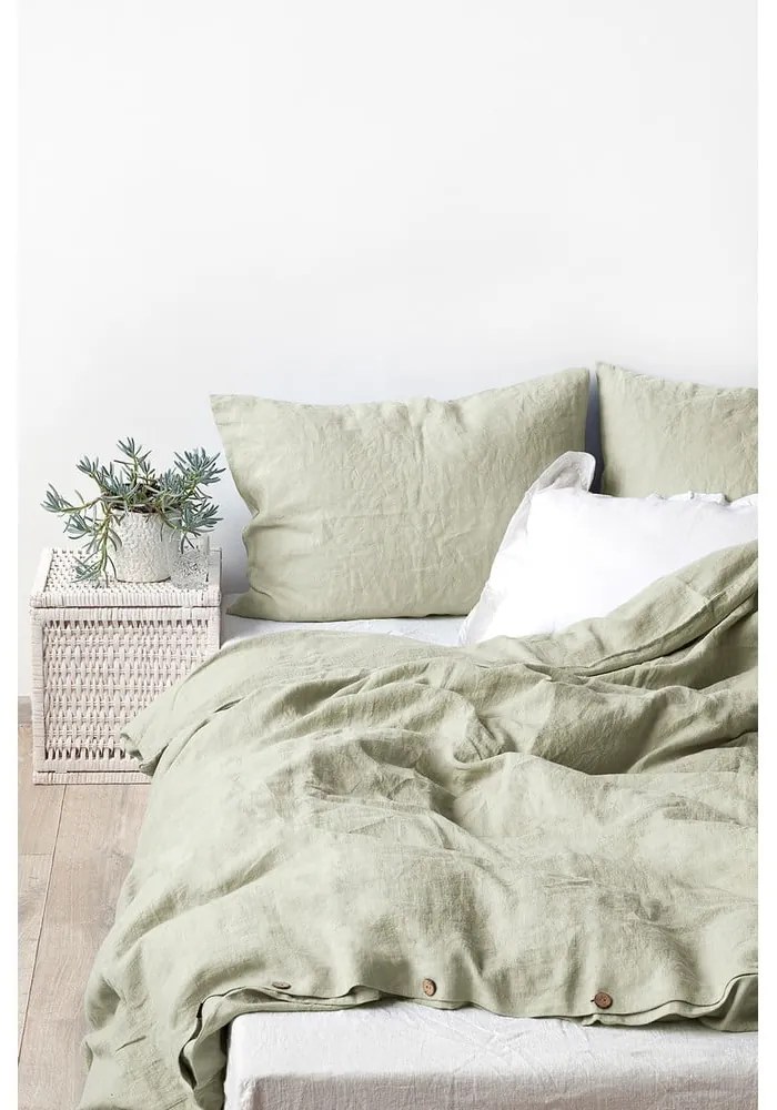 Față de pernă din in Linen Tales, 70 x 90 cm, verde deschis