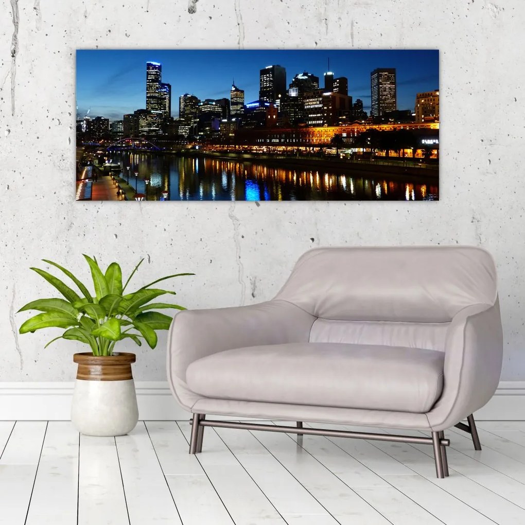 Tablou cu noaptea în Melbourne (120x50 cm)