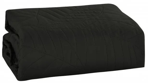 Cuvertura de pat gri inchis cu model LEAVES Dimensiune: 200 x 220 cm