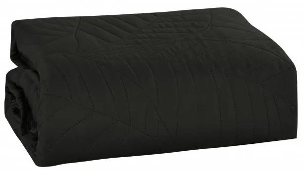 Cuvertura de pat gri inchis cu model LEAVES Dimensiune: 220 x 240 cm
