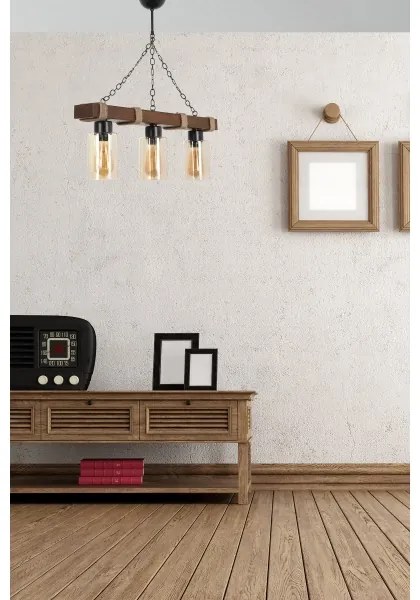 Candelabru pe lanț JASMIN 3xE27/40W/230V maro/bej