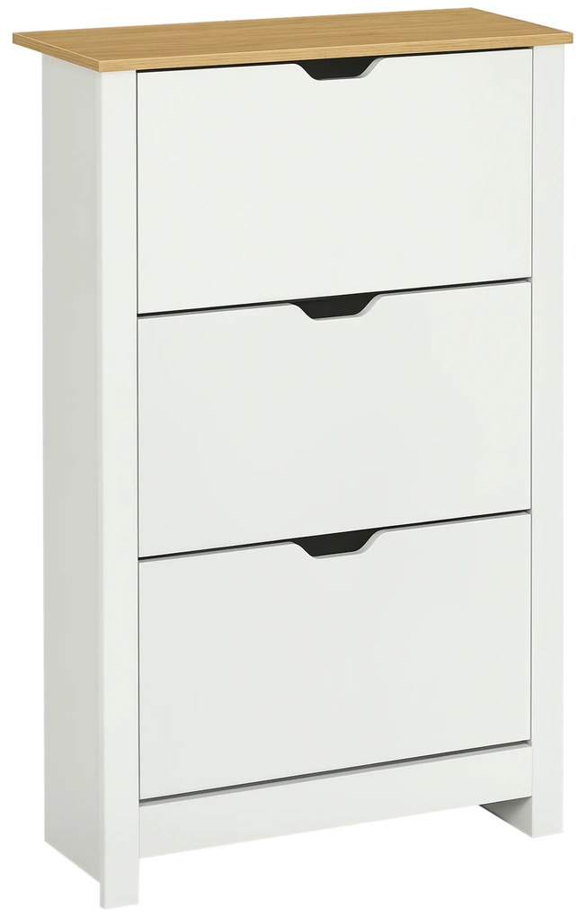 HOMCOM Raft pentru pantofi cu 3 compartimente, capacitate 18 perechi, 72x26x112 cm, alb + maro | Aosom Romania
