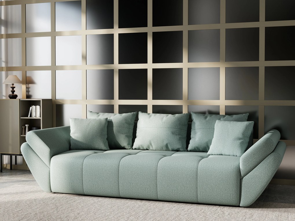 Canapea extensibilă dumonde cu ladă de depozitare si sezut confortabil din spuma high-density, Berlin Enjoy Mint 250x100 cm