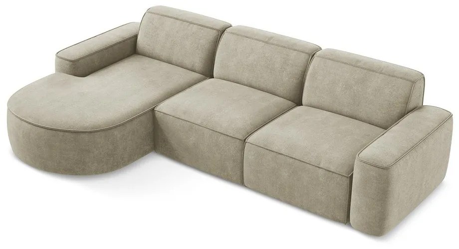 Colțar bej cu tapițerie din chenille (cu colț pe partea stângă/cu șezlong) Omao – Makamii