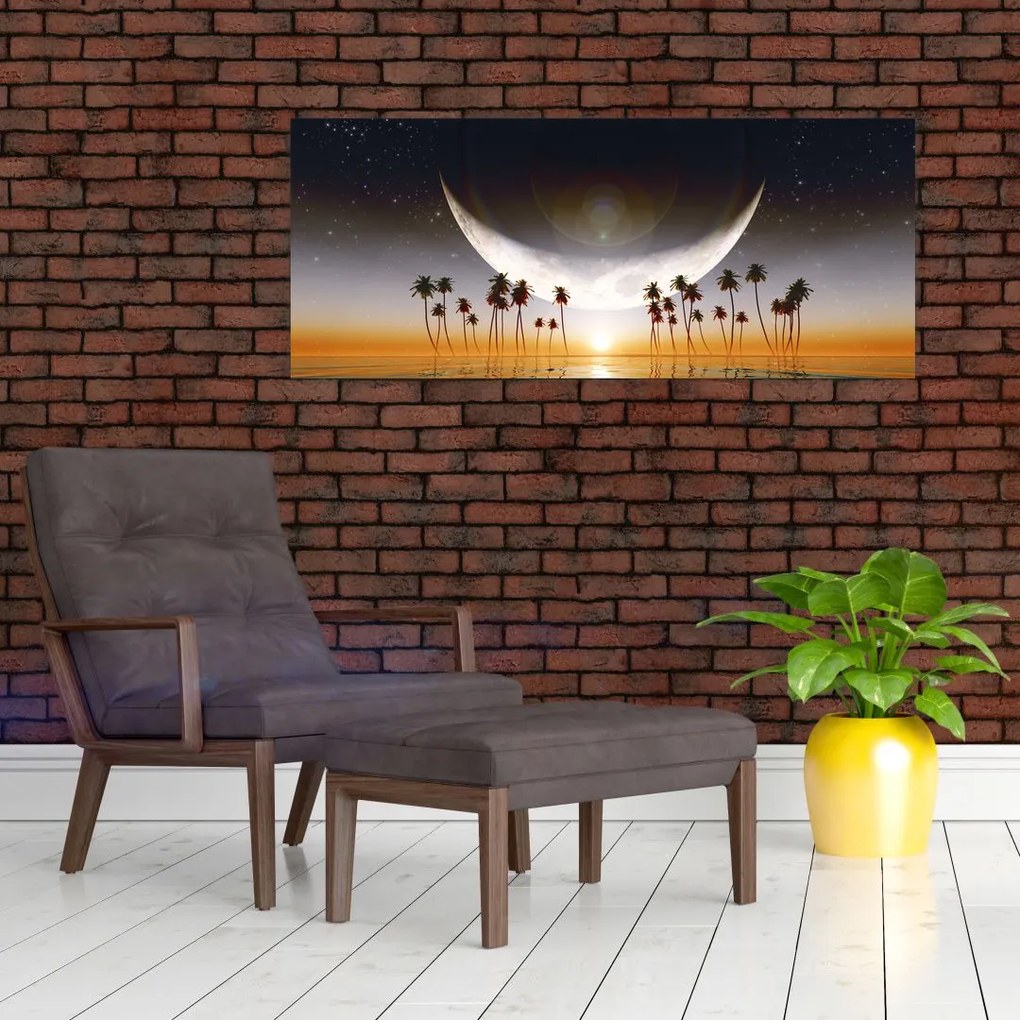 Tablou- Luna deasupra palmierilor (120x50 cm)