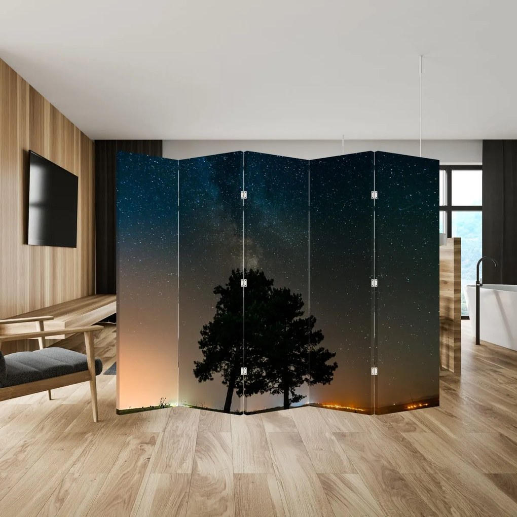 Paravan - Cerul nocturn și copaci (210x170 cm)