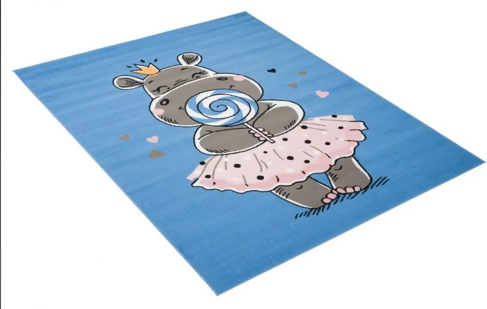 Covor pentru camera copiilor cu un hipopotam Lăţime: 120 cm | Lungime: 170 cm