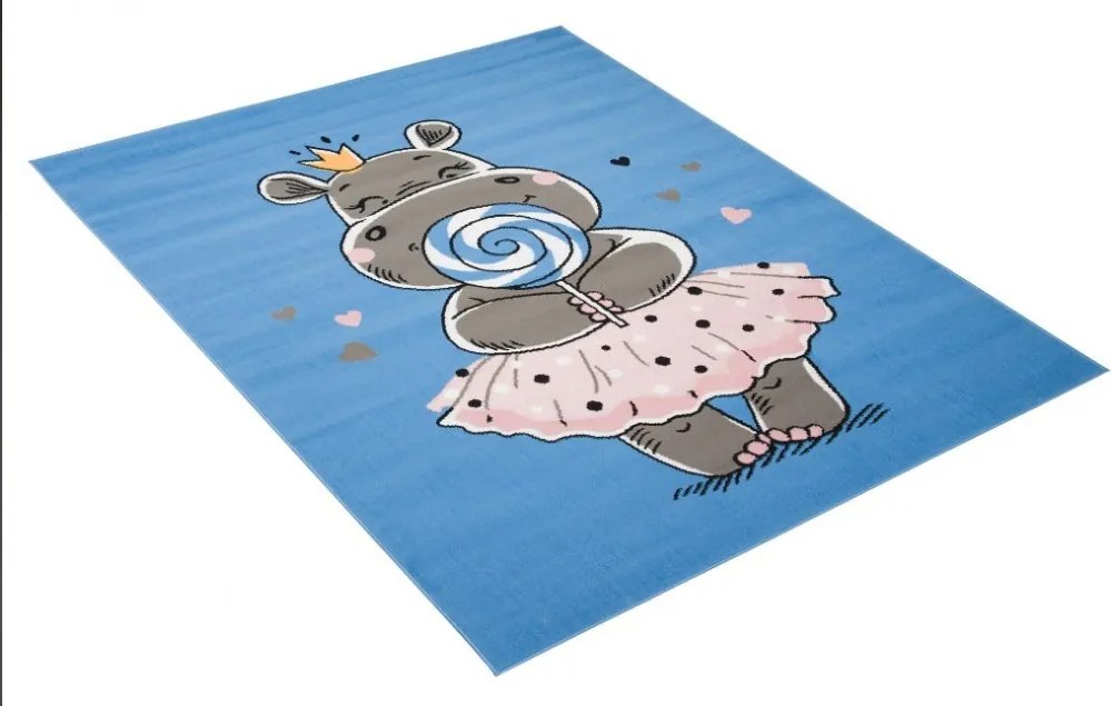 Covor pentru camera copiilor cu un hipopotam Lăţime: 160 cm | Lungime: 220 cm