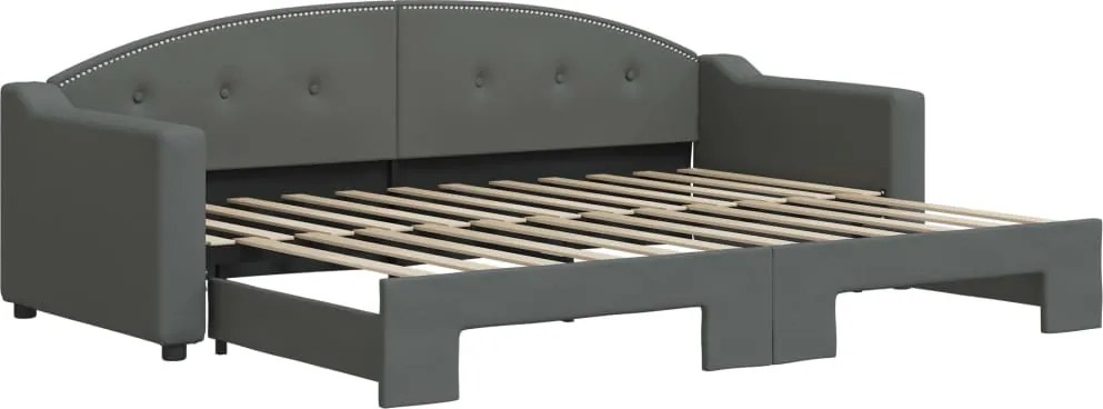 vidaXL Pat de zi cu extensie, gri închis, 80x200 cm, textil