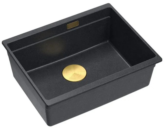 Chiuveta din granit Logan 100 negru metalic ventil auriu