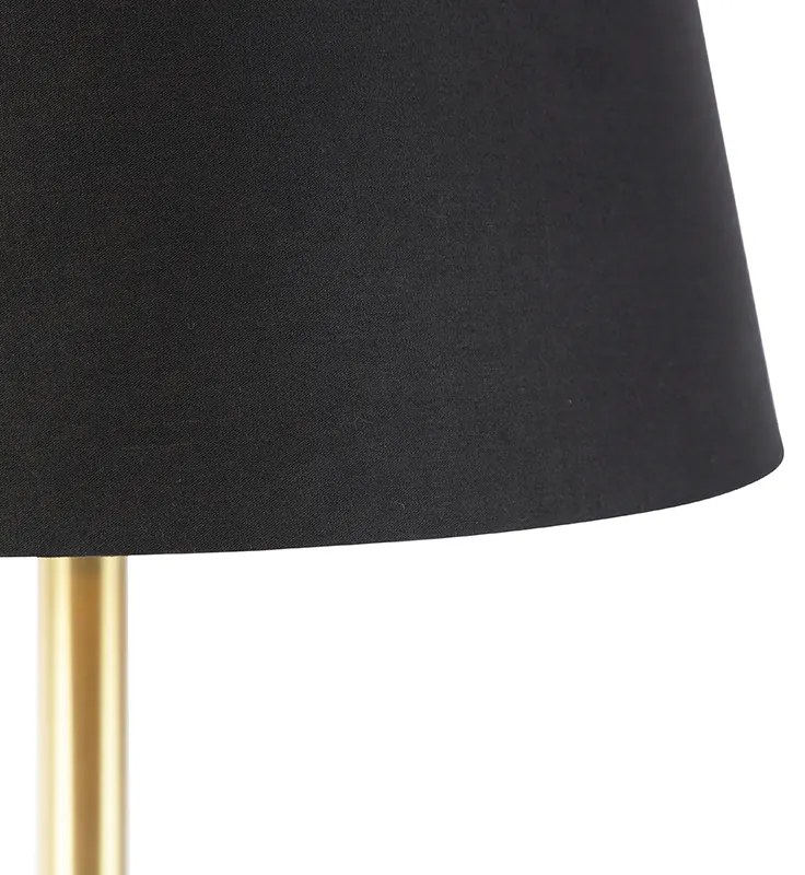Lampă de masă clasică din alamă cu abajur negru 32 cm - Simplo