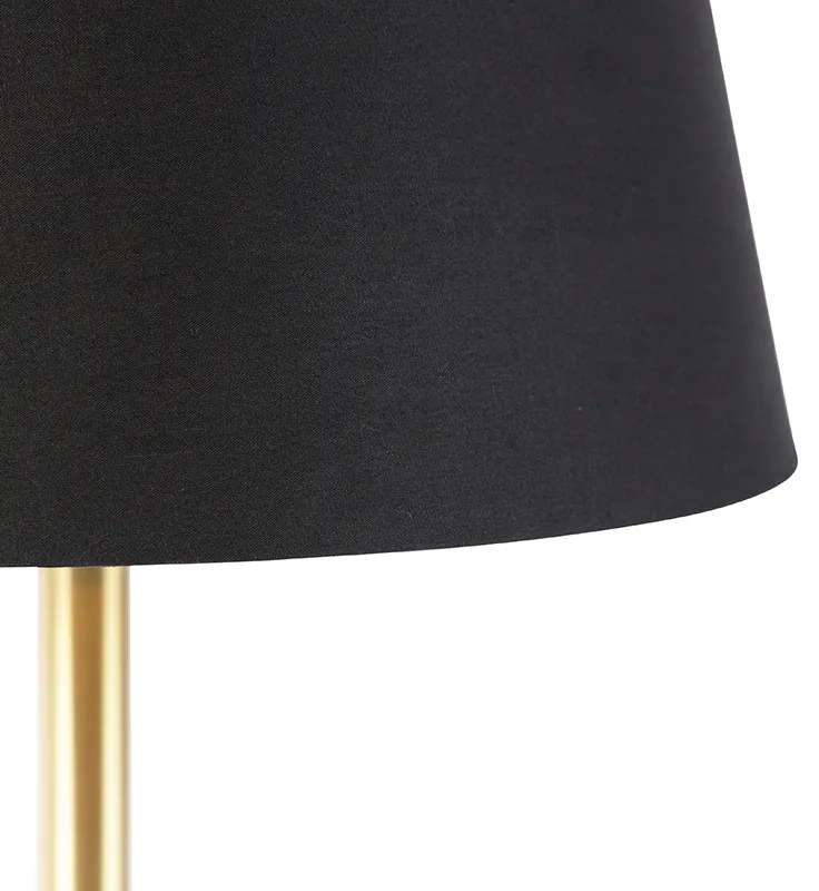 Lampă de masă clasică din alamă cu umbră neagră 32 cm - Simplo