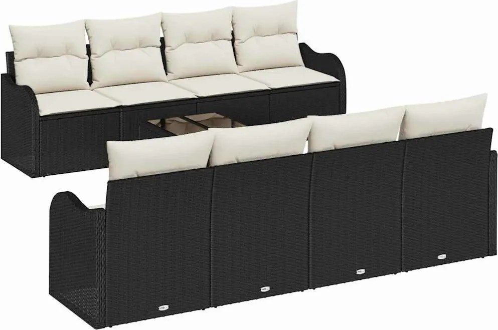 vidaXL Set de canapele pentru grădină Negru 55 x 55 x 37 cm poliratan