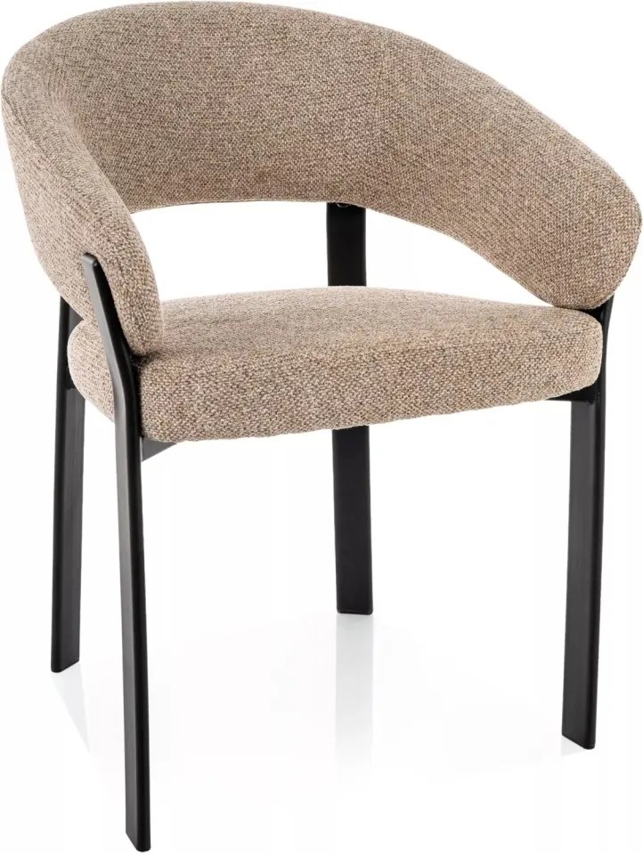 Scaun lemn tapitat Nagoja 253 bej/negru mat - H80 cm