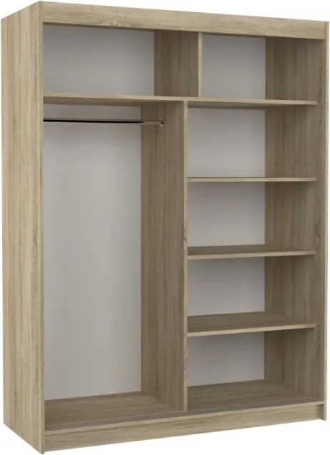 Dulap cu usi glisante si oglinda 150x200 cm, Renzo, ADRK Furniture (Culoare: Trufă)