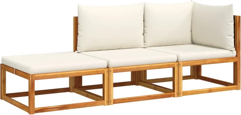 vidaXL Set canapele de grădină 3 piese cu perne din lemn de salcâm și ratan
