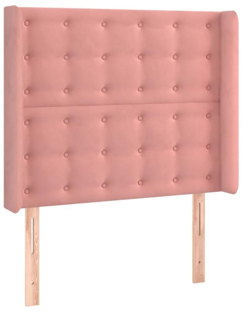 3120055 vidaXL Tăblie de pat cu aripioare, roz, 93x16x118/128 cm, catifea