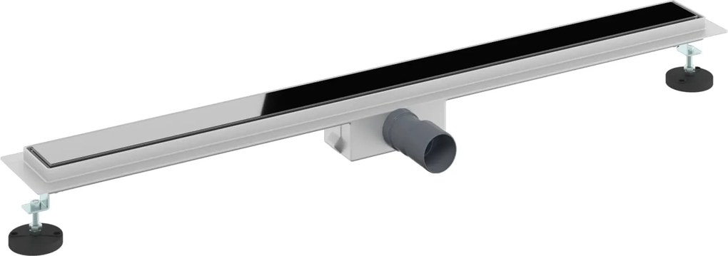 vidaXL Drenaj pentru duș cu capac din sticlă Negru 100 cm