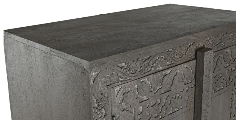 Dulap, gri, din lemn masiv sculptat, Arvane
