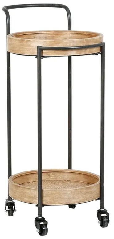 Raft organizator cu roti, din metal si MDF, 2 rafturi, Trolley